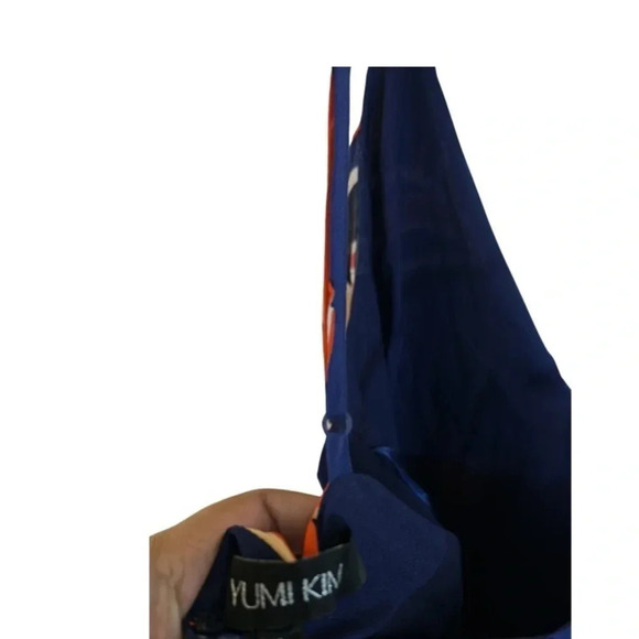 Yumi Kim Navy Blue Moonlight Silk Floral Dress Size M - Picture 8 of 9